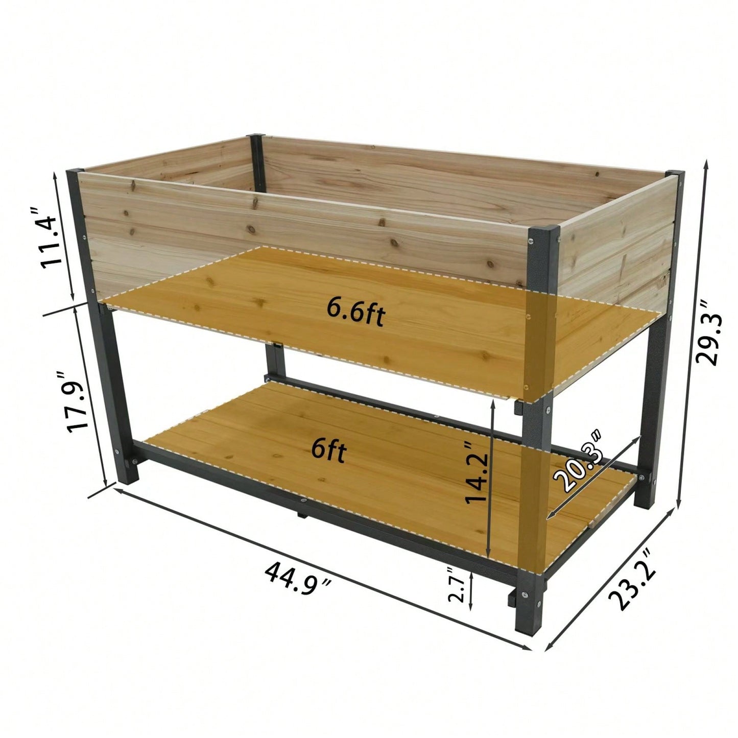 45-Inch Iron-Wood Raised Garden Beds With Storage Racks - Ideal For Gardens, Backyards, Terraces, And Balconies