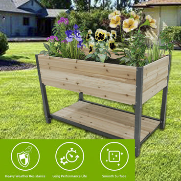 45-Inch Iron-Wood Raised Garden Beds With Storage Racks - Ideal For Gardens, Backyards, Terraces, And Balconies