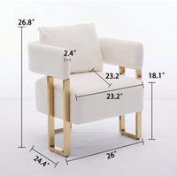 Chic Teddy Fleece Accent Chair with Gold Legs for Living Room Office or Dressing Area
