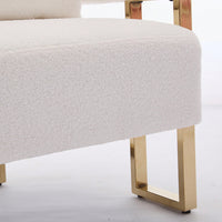 Chic Teddy Fleece Accent Chair with Gold Legs for Living Room Office or Dressing Area