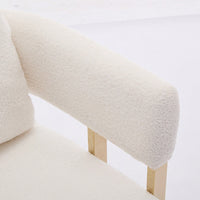 Chic Teddy Fleece Accent Chair with Gold Legs for Living Room Office or Dressing Area