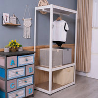 Sturdy Freestanding Clothing Rack With Adjustable Wire Shelf & Hanging Rod - Portable Wardrobe Solution In White
