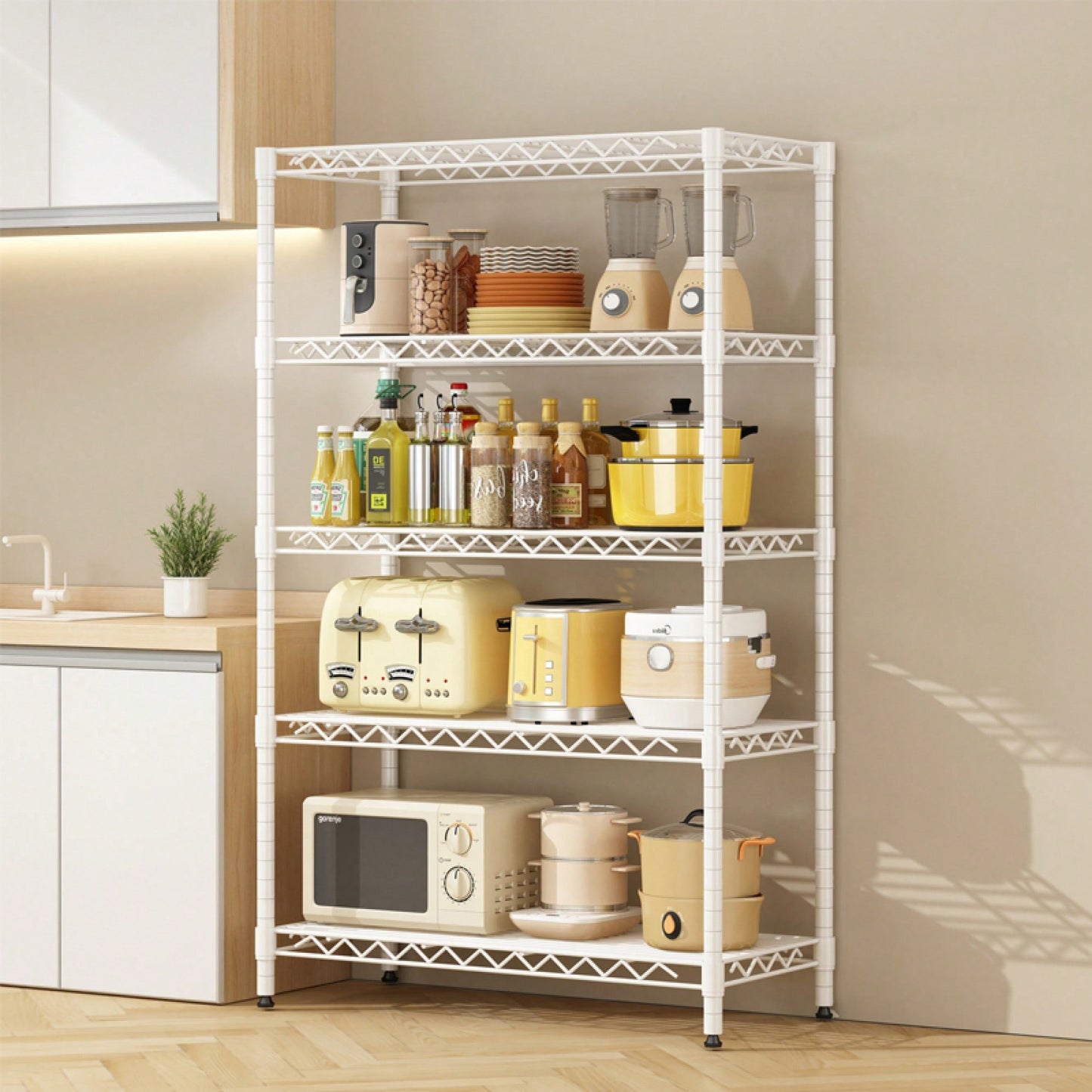 Adjustable Wire Shelving Unit With Metal Storage Racks - Versatile Standing Shelf For Laundry, Bathroom, Kitchen, Pantry, And Closet