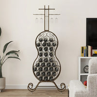 Elegant Cello-Shaped Freestanding Wine Rack With Bottle Storage, Ideal Home Bar Organizer For Kitchen And Dining Room