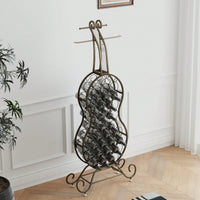 Elegant Cello-Shaped Freestanding Wine Rack With Bottle Storage, Ideal Home Bar Organizer For Kitchen And Dining Room