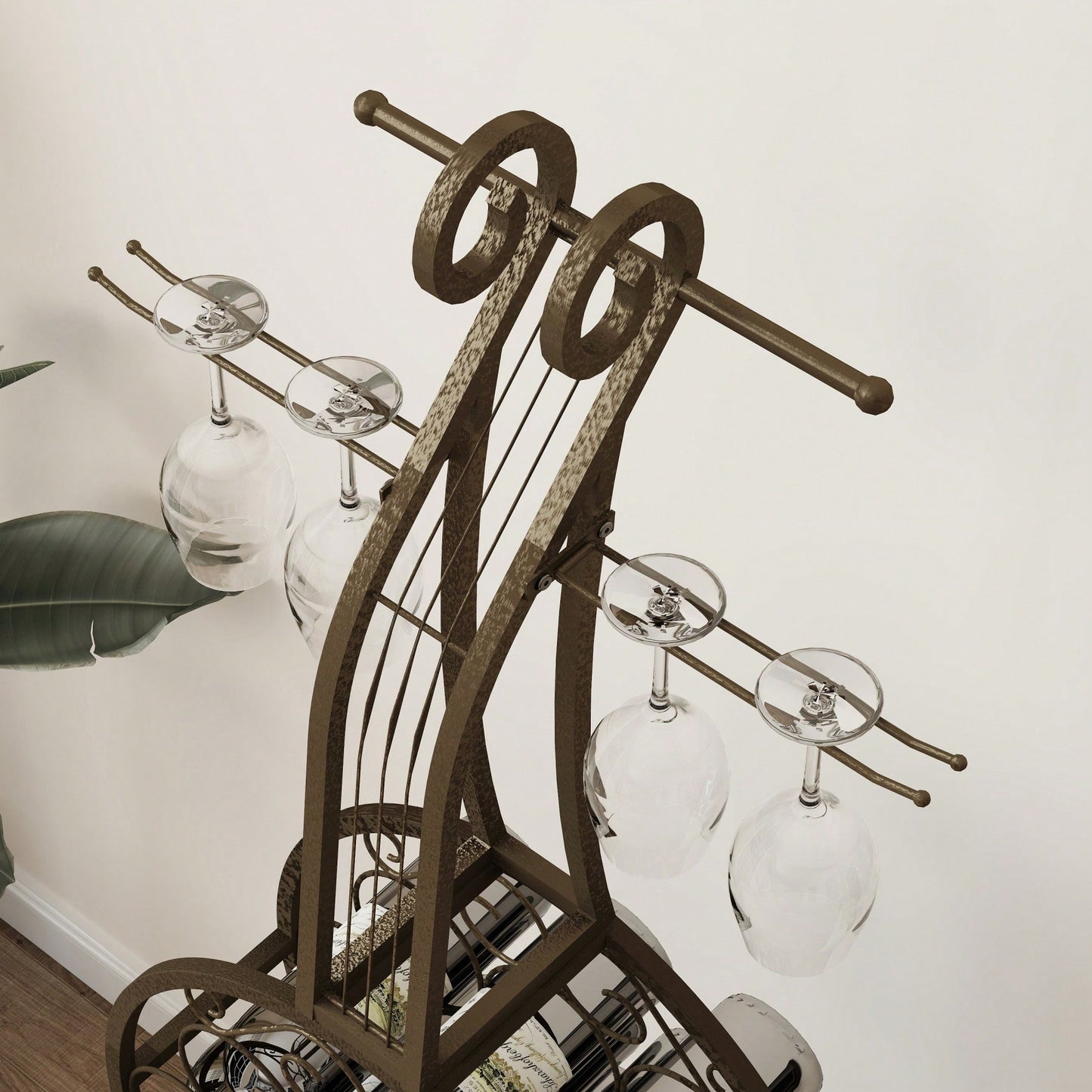 Elegant Cello-Shaped Freestanding Wine Rack With Bottle Storage, Ideal Home Bar Organizer For Kitchen And Dining Room