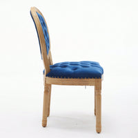 Elegant Vintage Solid Wood Frame Dining Chairs With Velvet Upholstery And Nailhead Trim - Set Of 2 In Beige