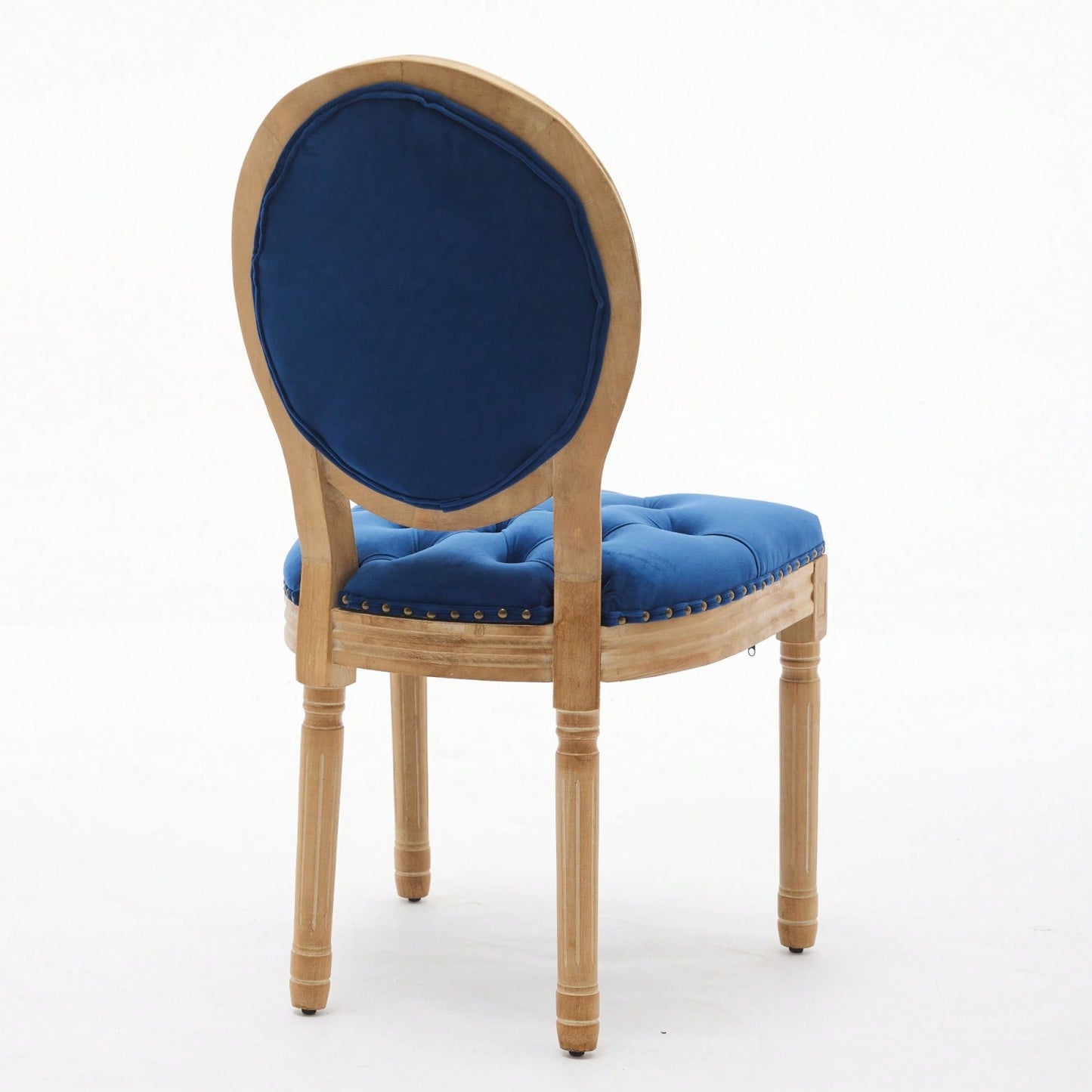 Elegant Vintage Solid Wood Frame Dining Chairs With Velvet Upholstery And Nailhead Trim - Set Of 2 In Beige