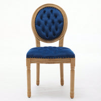 Elegant Vintage Solid Wood Frame Dining Chairs With Velvet Upholstery And Nailhead Trim - Set Of 2 In Beige