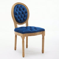 Elegant Vintage Solid Wood Frame Dining Chairs With Velvet Upholstery And Nailhead Trim - Set Of 2 In Beige