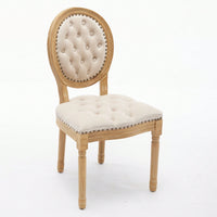 Elegant Vintage Solid Wood Frame Dining Chairs With Velvet Upholstery And Nailhead Trim - Set Of 2 In Beige