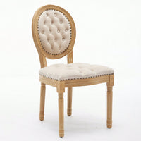 Elegant Vintage Solid Wood Frame Dining Chairs With Velvet Upholstery And Nailhead Trim - Set Of 2 In Beige
