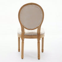 Elegant Vintage Solid Wood Frame Dining Chairs With Velvet Upholstery And Nailhead Trim - Set Of 2 In Beige