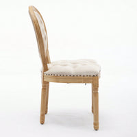 Elegant Vintage Solid Wood Frame Dining Chairs With Velvet Upholstery And Nailhead Trim - Set Of 2 In Beige