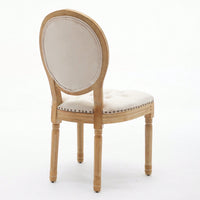 Elegant Vintage Solid Wood Frame Dining Chairs With Velvet Upholstery And Nailhead Trim - Set Of 2 In Beige