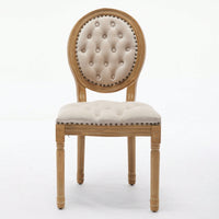 Elegant Vintage Solid Wood Frame Dining Chairs With Velvet Upholstery And Nailhead Trim - Set Of 2 In Beige
