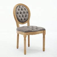 Elegant Vintage Solid Wood Frame Dining Chairs With Velvet Upholstery And Nailhead Trim - Set Of 2 In Beige