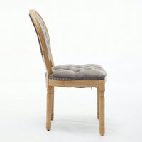 Elegant Vintage Solid Wood Frame Dining Chairs With Velvet Upholstery And Nailhead Trim - Set Of 2 In Beige