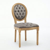 Elegant Vintage Solid Wood Frame Dining Chairs With Velvet Upholstery And Nailhead Trim - Set Of 2 In Beige
