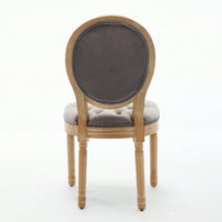 Elegant Vintage Solid Wood Frame Dining Chairs With Velvet Upholstery And Nailhead Trim - Set Of 2 In Beige
