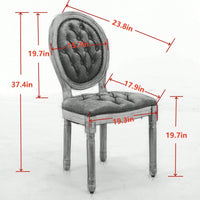 Elegant Vintage Solid Wood Frame Dining Chairs With Velvet Upholstery And Nailhead Trim - Set Of 2 In Beige