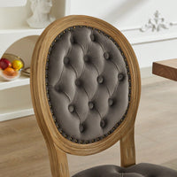 Elegant Vintage Solid Wood Frame Dining Chairs With Velvet Upholstery And Nailhead Trim - Set Of 2 In Beige
