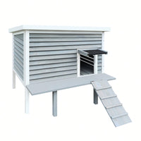 Outdoor Breathable Cat Shelter With Escape Door For Feral Cats - Ideal For Patios And Decks