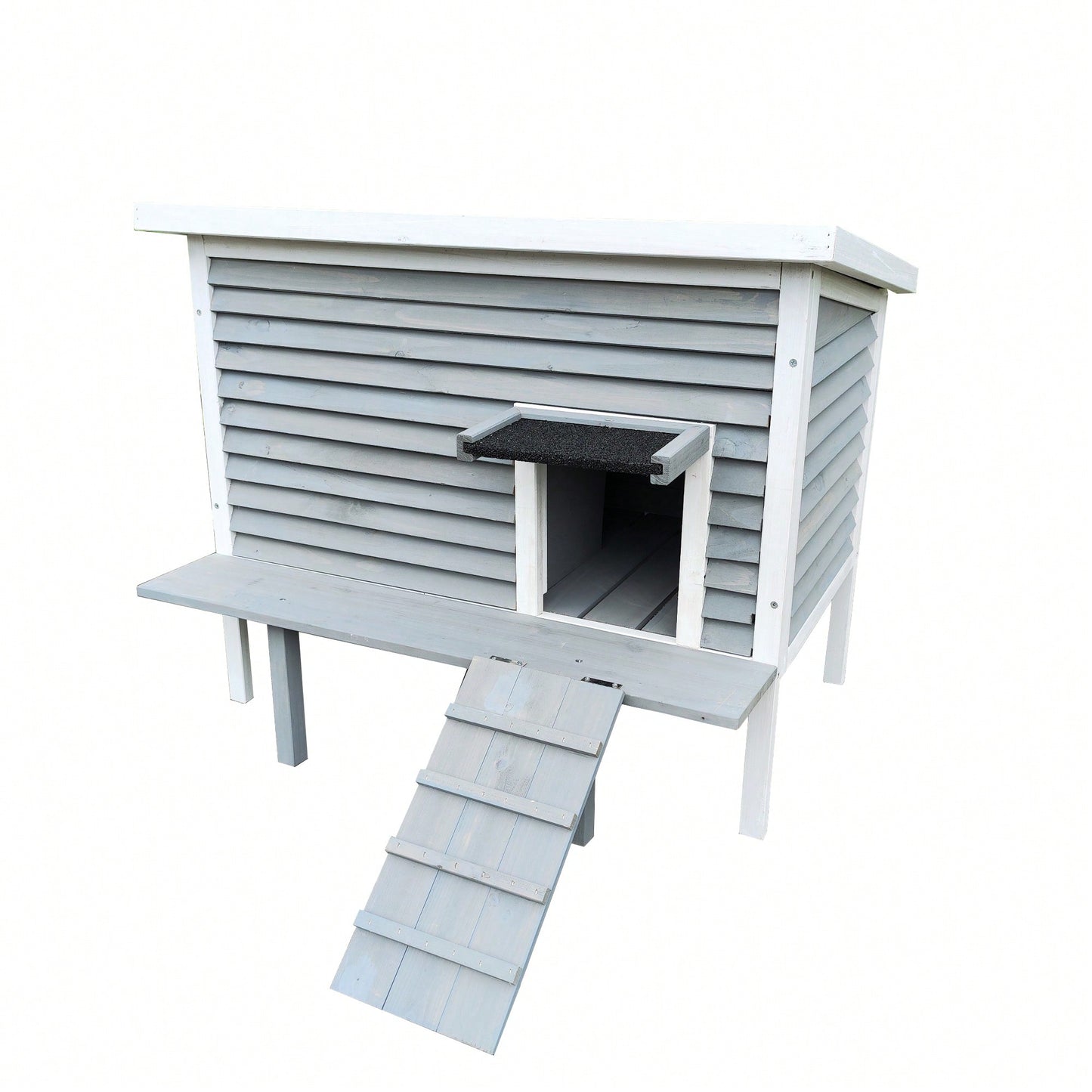 Outdoor Breathable Cat Shelter With Escape Door For Feral Cats - Ideal For Patios And Decks