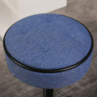 Adjustable Height Round Bar Stools Set of 2 with 360° Swivel Black Linen Upholstery Armless Design for Kitchen and Dining Room