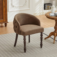Mid-Century Modern Hand-Pulled Accent Chair with Solid Wood Arms and Cushioned Seat for Living Room or Bedroom in Brown