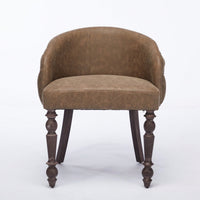 Mid-Century Modern Hand-Pulled Accent Chair with Solid Wood Arms and Cushioned Seat for Living Room or Bedroom in Brown