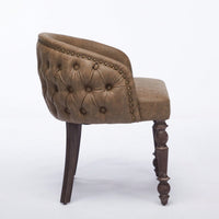 Mid-Century Modern Hand-Pulled Accent Chair with Solid Wood Arms and Cushioned Seat for Living Room or Bedroom in Brown