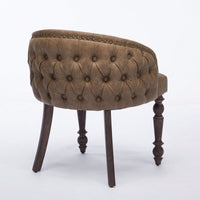 Mid-Century Modern Hand-Pulled Accent Chair with Solid Wood Arms and Cushioned Seat for Living Room or Bedroom in Brown