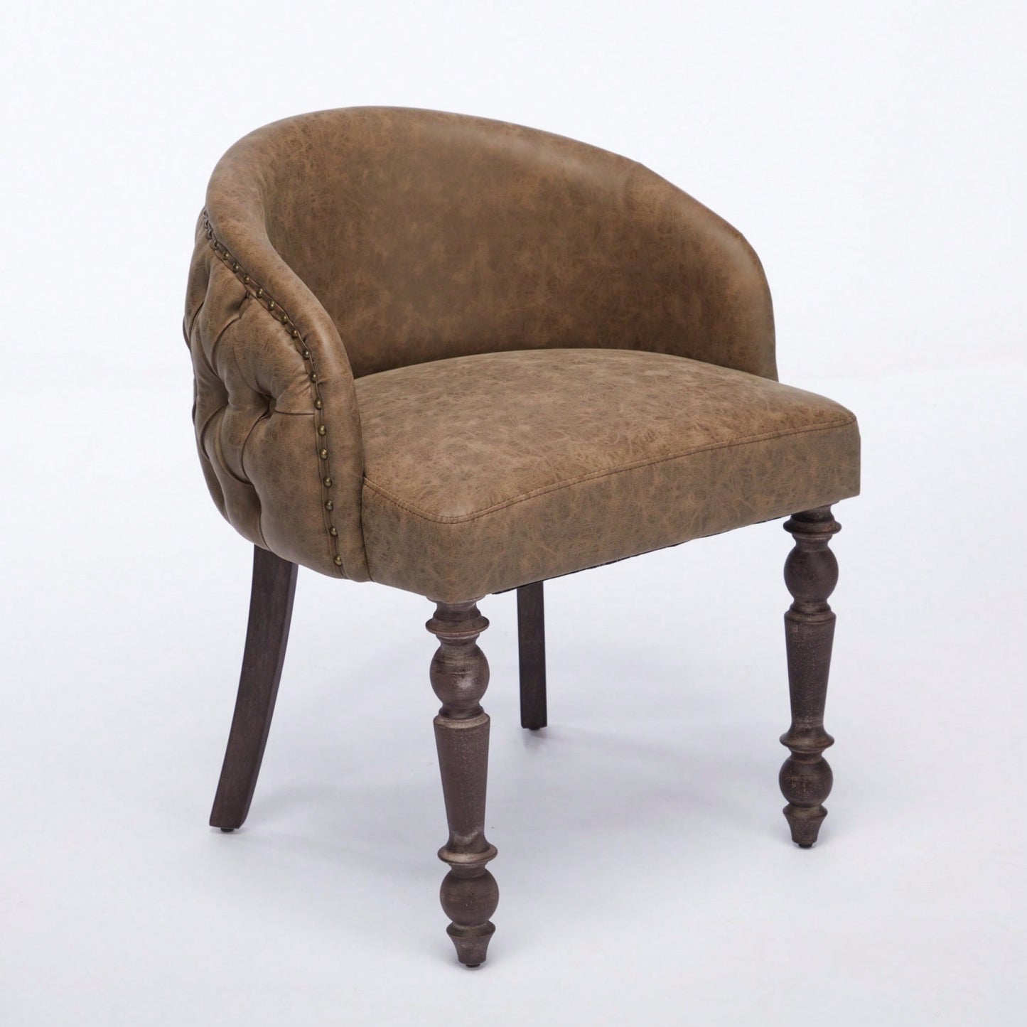 Mid-Century Modern Hand-Pulled Accent Chair with Solid Wood Arms and Cushioned Seat for Living Room or Bedroom in Brown