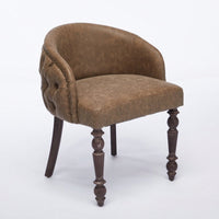 Mid-Century Modern Hand-Pulled Accent Chair with Solid Wood Arms and Cushioned Seat for Living Room or Bedroom in Brown