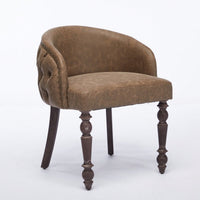 Mid-Century Modern Hand-Pulled Accent Chair with Solid Wood Arms and Cushioned Seat for Living Room or Bedroom in Brown