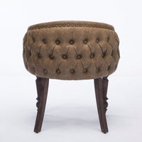 Mid-Century Modern Hand-Pulled Accent Chair with Solid Wood Arms and Cushioned Seat for Living Room or Bedroom in Brown