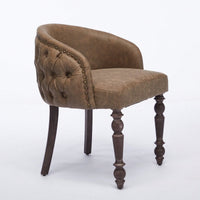 Mid-Century Modern Hand-Pulled Accent Chair with Solid Wood Arms and Cushioned Seat for Living Room or Bedroom in Brown