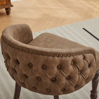Mid-Century Modern Hand-Pulled Accent Chair with Solid Wood Arms and Cushioned Seat for Living Room or Bedroom in Brown