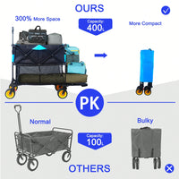 Versatile Large Capacity Folding Cart - Extra Long Extender Wagon For Garden, Shopping, And Beach Adventures