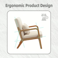 Contemporary Accent Chair With Solid Wood Frame And Pillow For Living Room, Bedroom, Or Guest Room - Beige Lounge Armchair