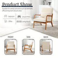 Contemporary Accent Chair With Solid Wood Frame And Pillow For Living Room, Bedroom, Or Guest Room - Beige Lounge Armchair