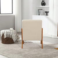 Contemporary Accent Chair With Solid Wood Frame And Pillow For Living Room, Bedroom, Or Guest Room - Beige Lounge Armchair
