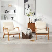 Contemporary Accent Chair With Solid Wood Frame And Pillow For Living Room, Bedroom, Or Guest Room - Beige Lounge Armchair
