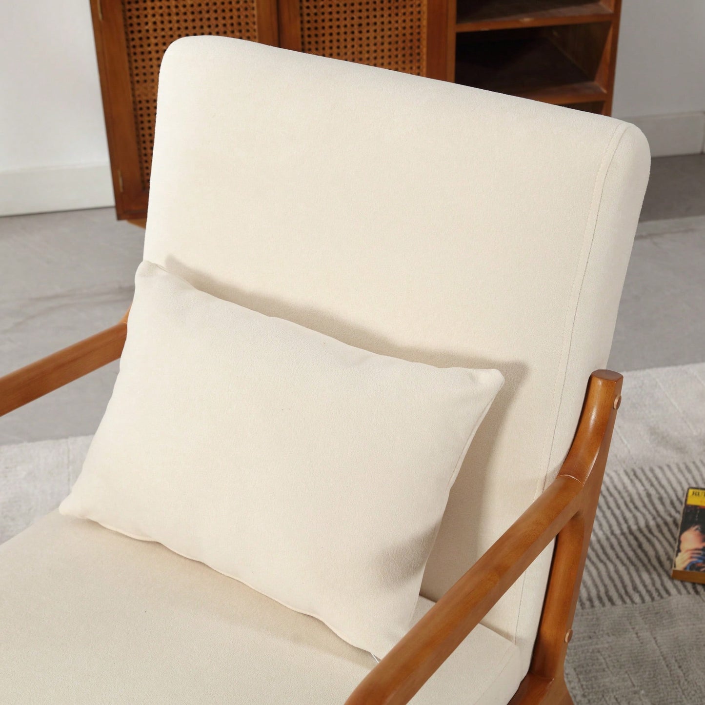 Contemporary Accent Chair With Solid Wood Frame And Pillow For Living Room, Bedroom, Or Guest Room - Beige Lounge Armchair