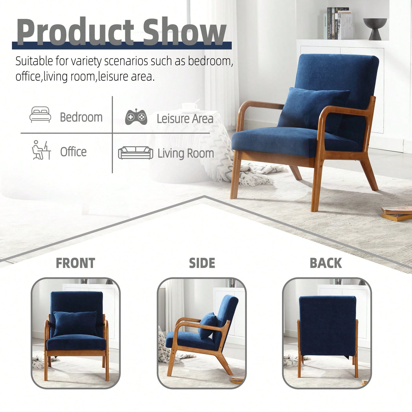 Contemporary Accent Chair With Solid Wood Frame And Pillow For Living Room, Bedroom, Or Guest Room - Beige Lounge Armchair
