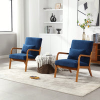 Contemporary Accent Chair With Solid Wood Frame And Pillow For Living Room, Bedroom, Or Guest Room - Beige Lounge Armchair