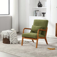 Contemporary Accent Chair With Solid Wood Frame And Pillow For Living Room, Bedroom, Or Guest Room - Beige Lounge Armchair