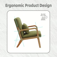 Contemporary Accent Chair With Solid Wood Frame And Pillow For Living Room, Bedroom, Or Guest Room - Beige Lounge Armchair