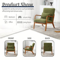 Contemporary Accent Chair With Solid Wood Frame And Pillow For Living Room, Bedroom, Or Guest Room - Beige Lounge Armchair